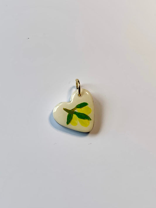Pendientes corazon de limones de arcilla polimérica hechos a mano - Carine