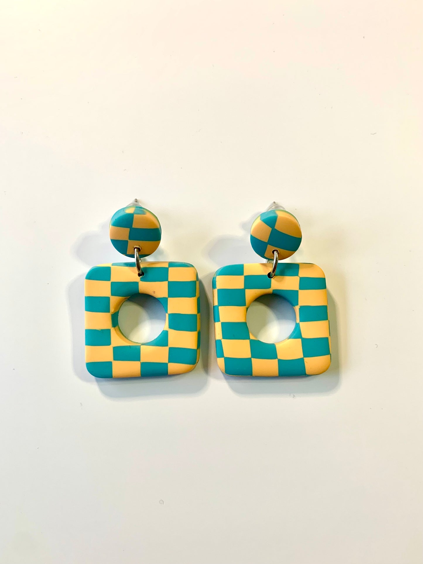 Greta cuadros azul y naranja claro
