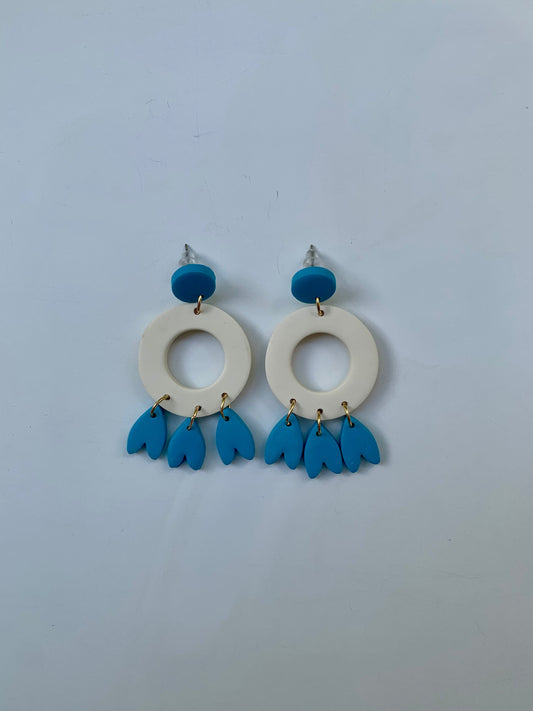 Pendientes atrapasueños hueso y turquesa de arcilla polimérica hechos a mano - Carine